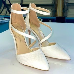 Jessica Simpson White strappy high heels